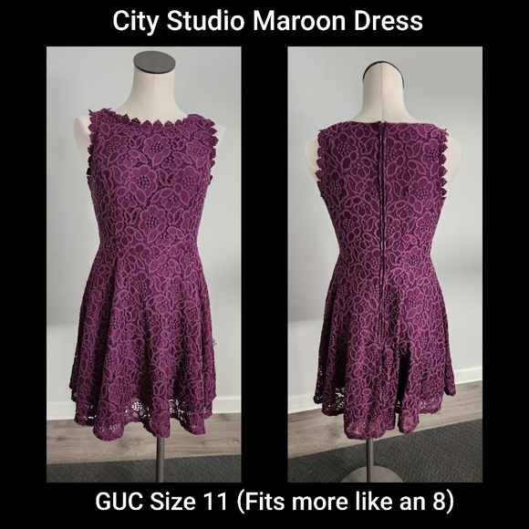 City Studio Dresses City Studio Maroon Lace Dress Poshmark